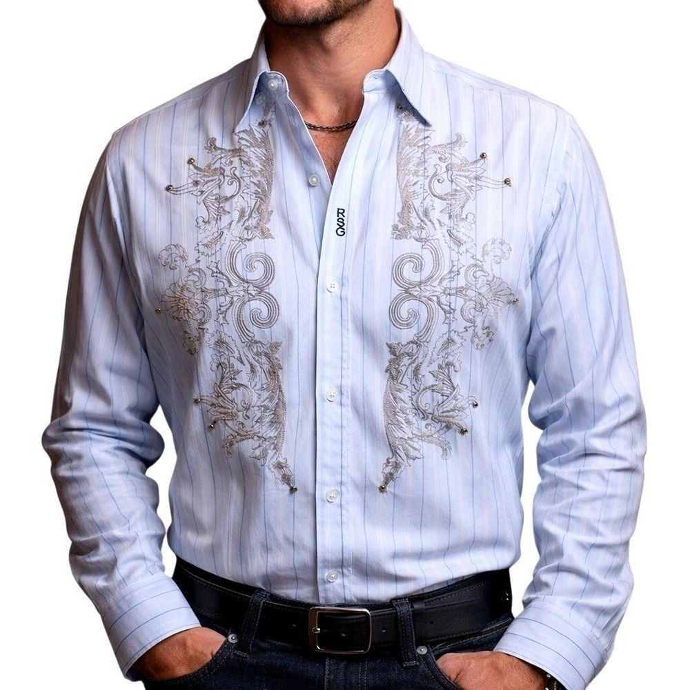 VTG Y2K English Laundry Christopher Wicks Shirt Mens XL Embroidered RSG AOP